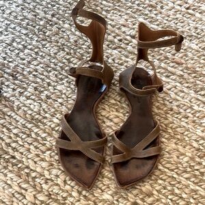Women’s Brown Strappy Ankle Wrap CYDWOQ Sandals